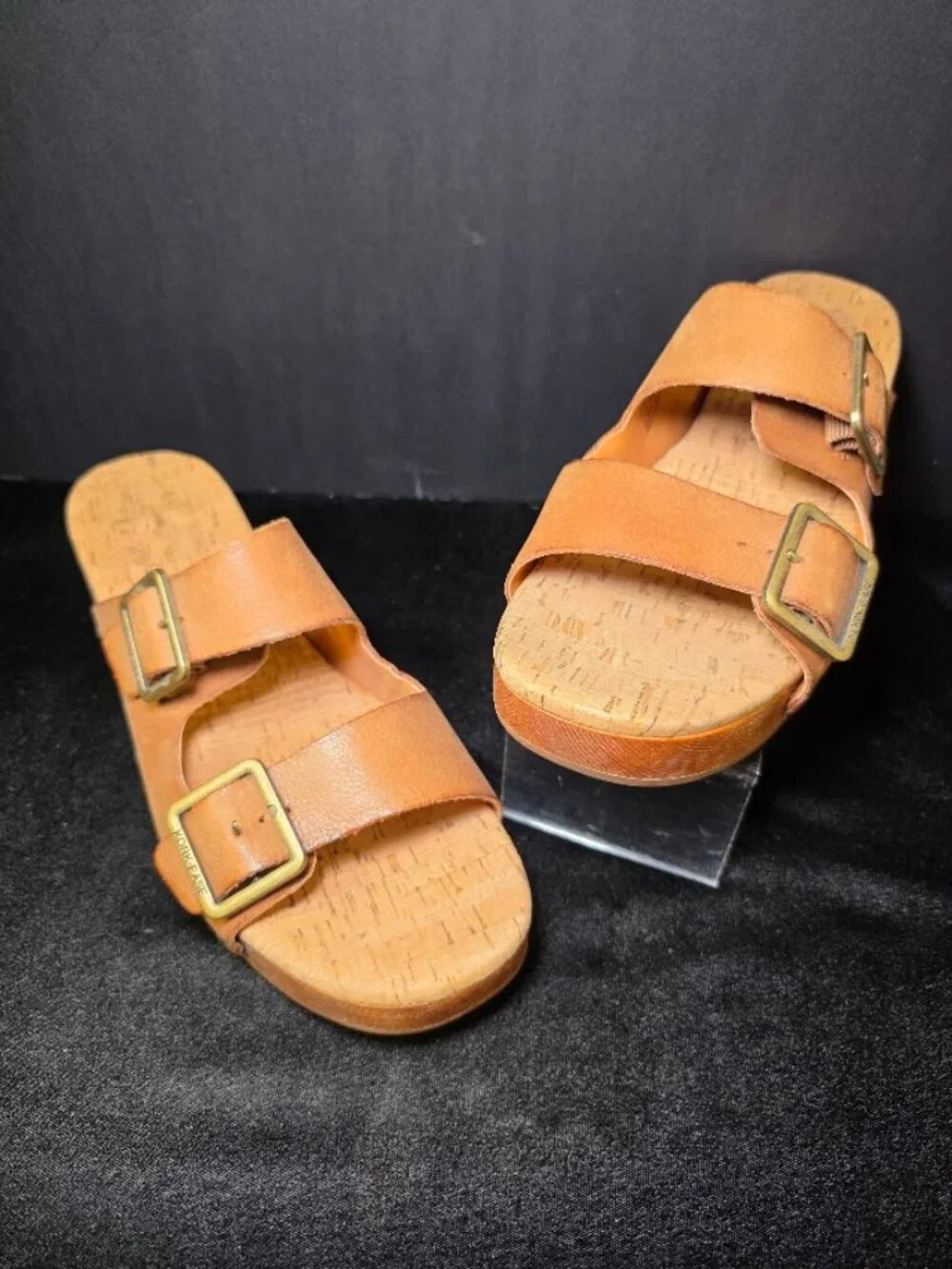 Kork-Ease Saffron Slide Leather Sandal Cork Woodgrain 9